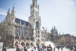 City view - the world famous Munich City Hall. City view - the world famous Munich City Hall.
